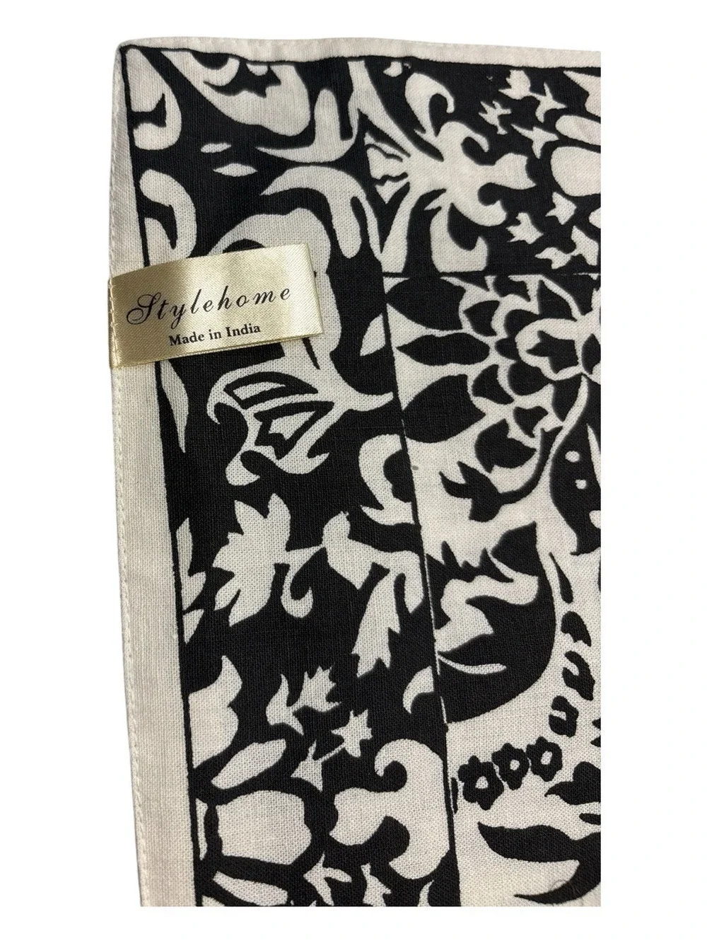 VTG STYLEHOME BLACK & CREAM PAISLEY DAMASK SET OF 4 TABLE PLACEMENTS 13